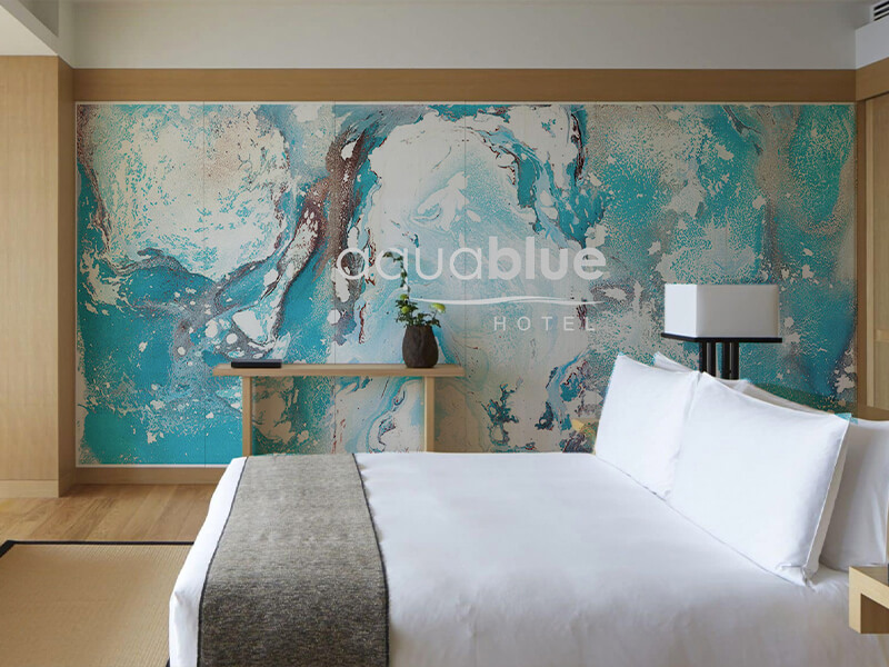Papier peint hôtel bleu aqua